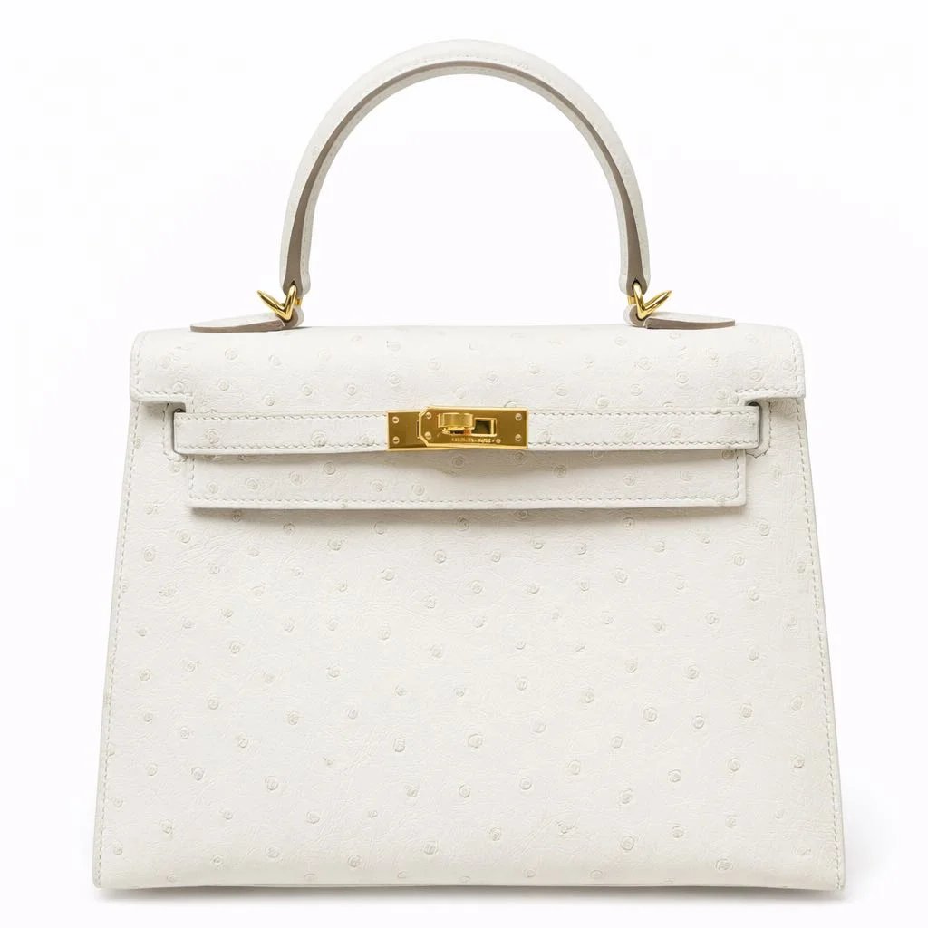 Ivory Hermès handbag and gold hardware
