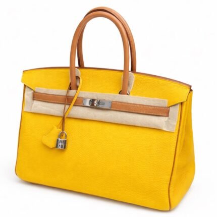 Birkin 35 order 🧲 Jaune Amber x Gold PHW Togo Stamp M 