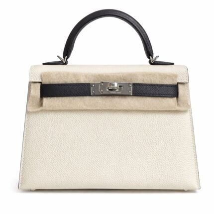  Mini Kelly II HSS Blanc 01/Noir Phw Epsom Stamp U