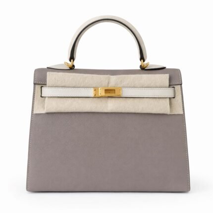 Unused Kelly 25 HSS Gris Asphalt M8/Craie 10 Brushed Ghw Epsom Stamp C